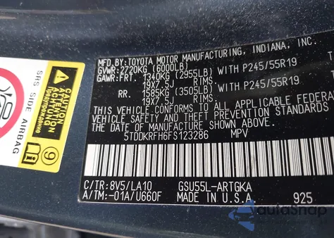 2015 Toyota Highlander Limited Platinum V6 from USA, damaged, VIN 5TDDKRFH6FS123286